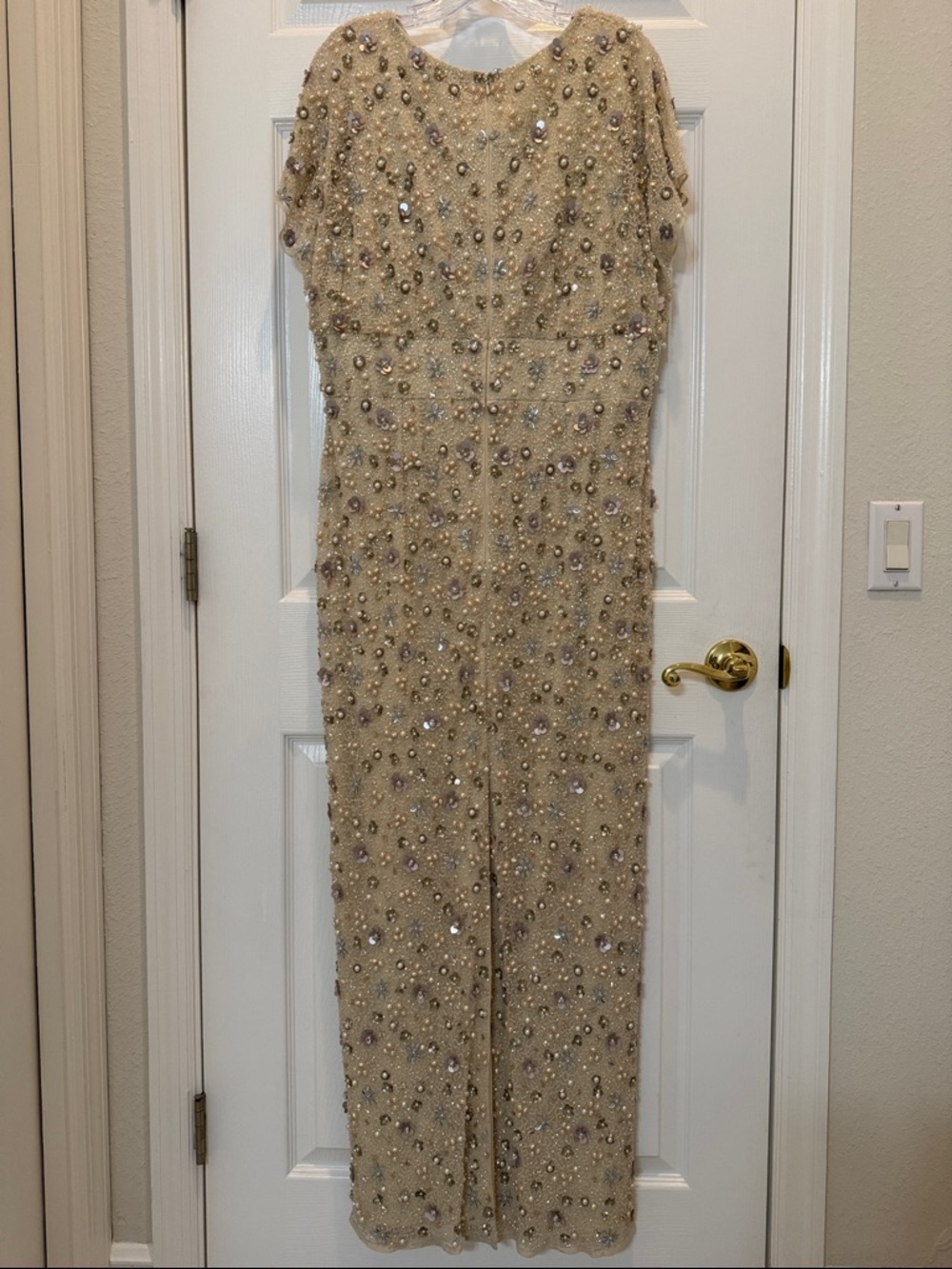 Mac Duggal 94205 Ivory Floral Embellished Mesh Fitted Column Gown Size 14 NWT - Picture 8 of 14